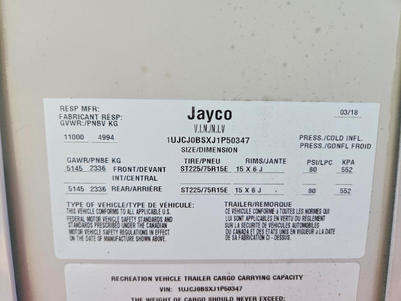 2018 Jyco - Jayco White Hawk