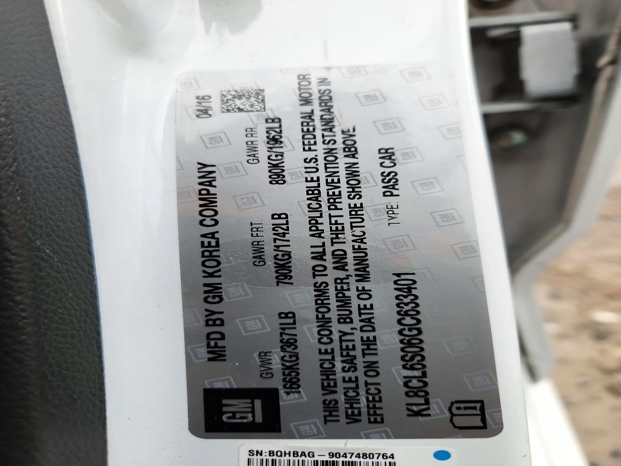 2016 Chevrolet Spark EV 2LT