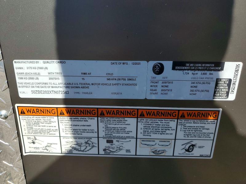 2026 Quality Cargo 8.5X20TA Enclosed Cargo Trailer