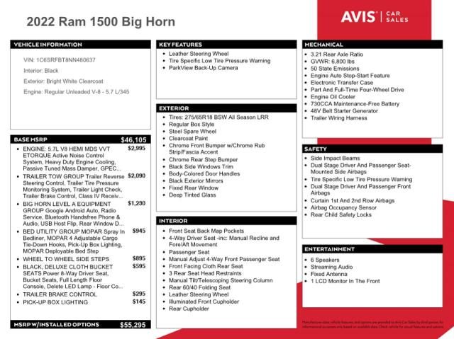 2022 Dodge RAM 1500 BIG HORN/LONE Star