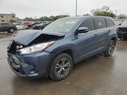 Toyota Highlander salvage cars for sale: 2018 Toyota Highlander LE