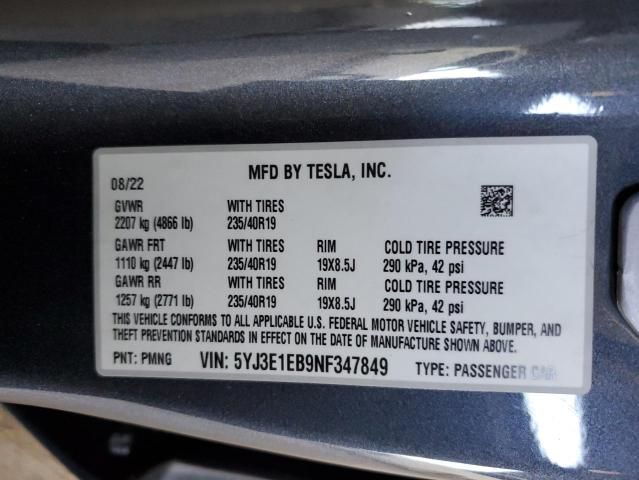 2022 Tesla Model 3