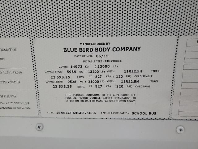 2016 Blue Bird School Bus / Transit Bus