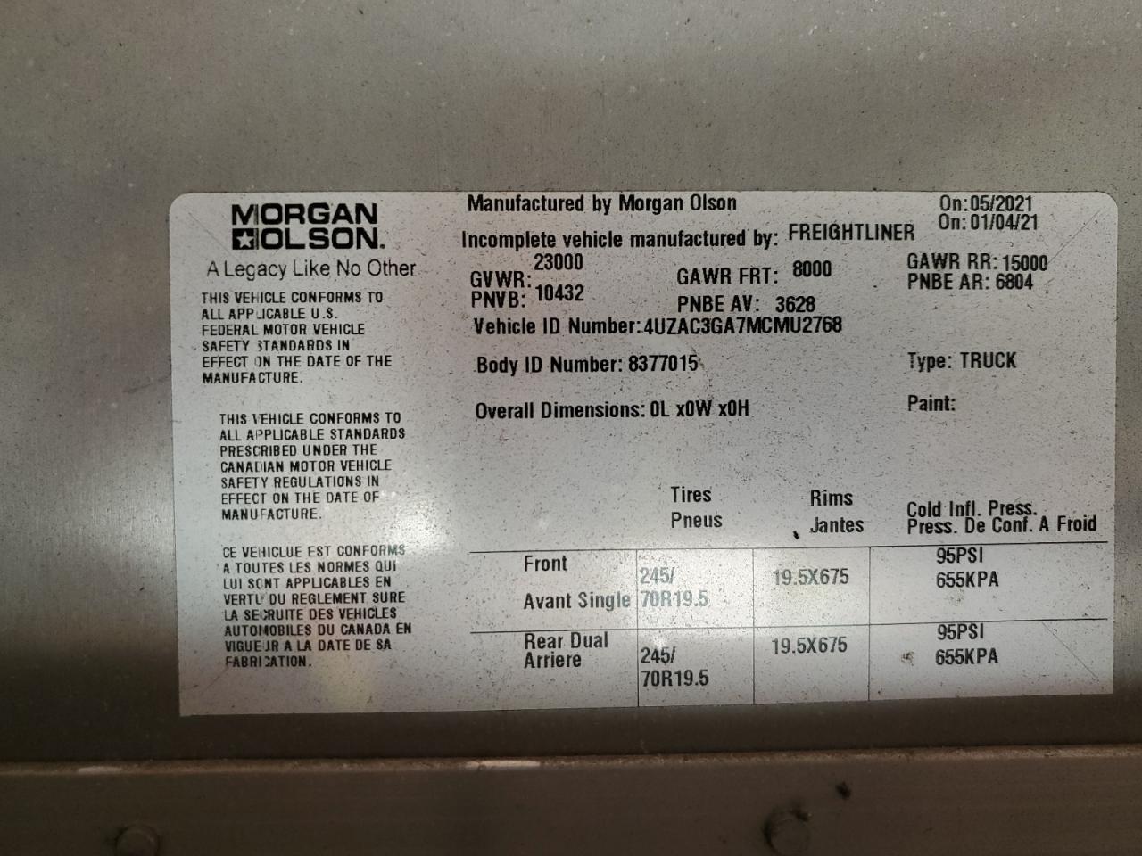 2021 Freightliner Chassis M Line WALK-IN Van