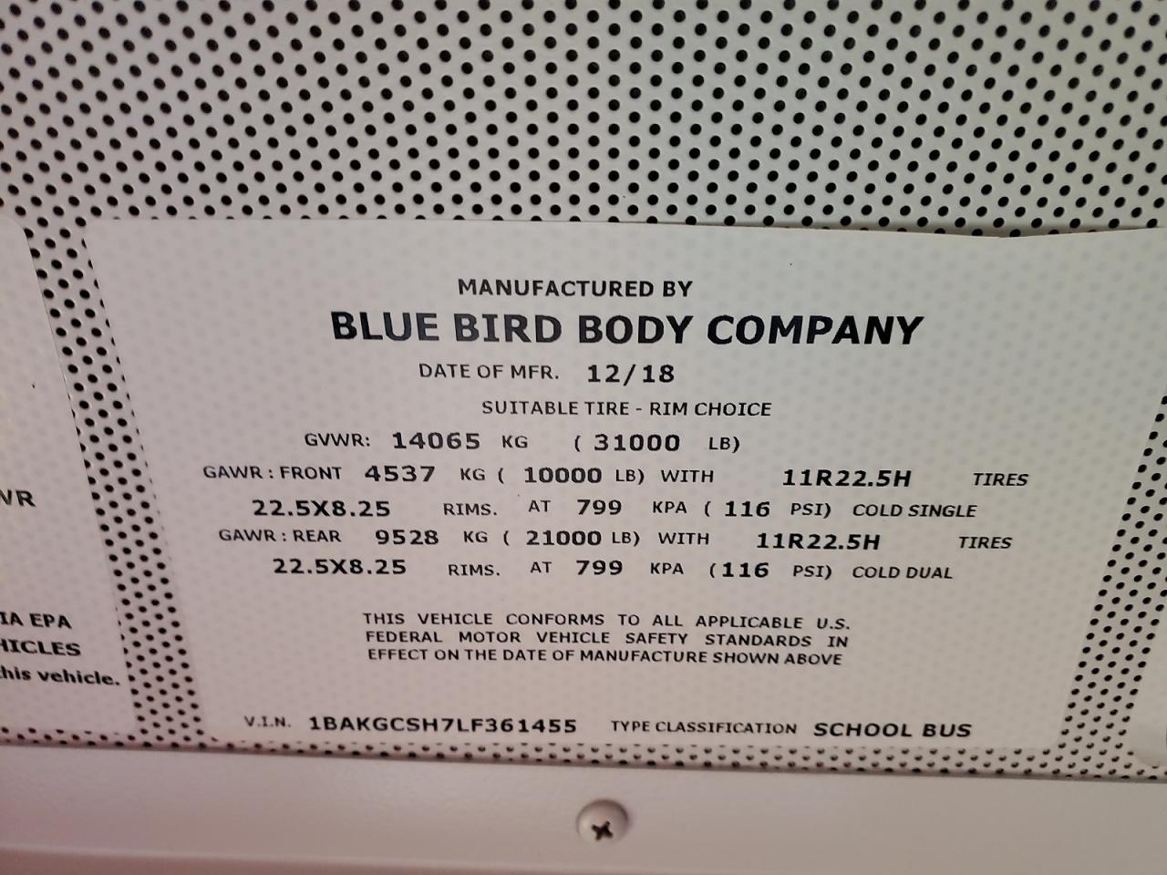 2020 Blue Bird School bus / Transit bus