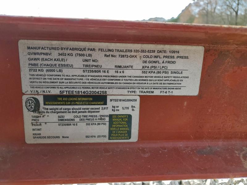 2016 Fell ING FT-6-T-1 Equipment Trailer