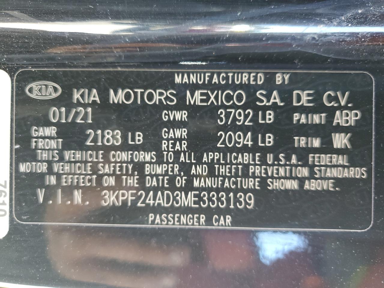 2021 KIA Forte fe