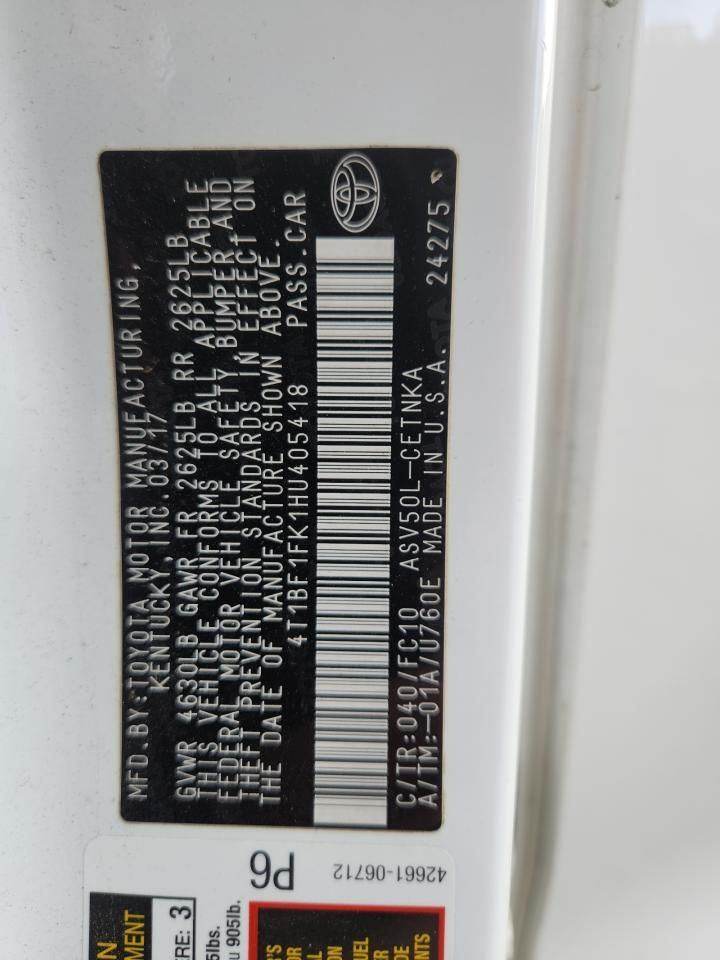 2017 Toyota Camry le