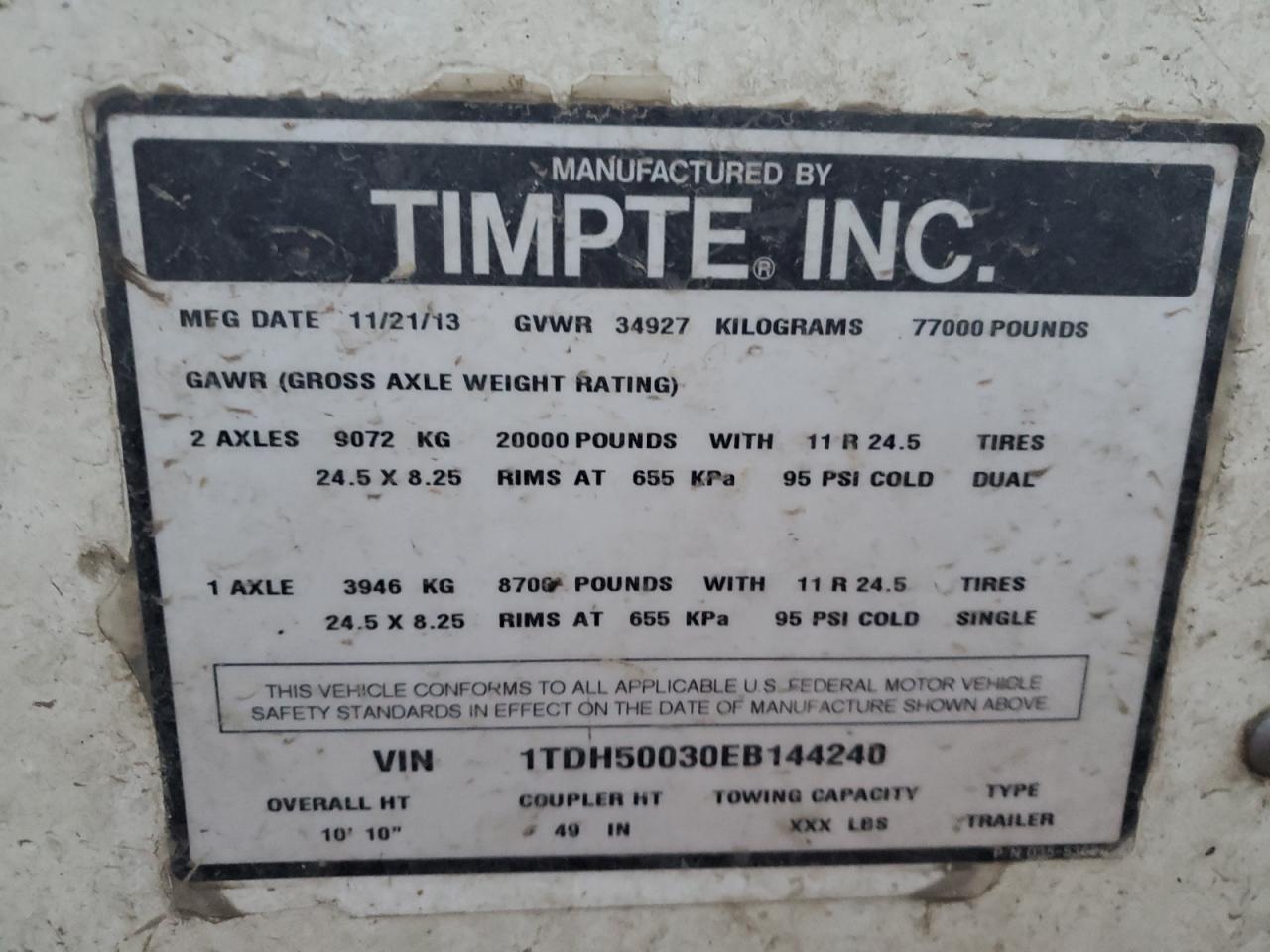 2014 Timpte Grain Trailer