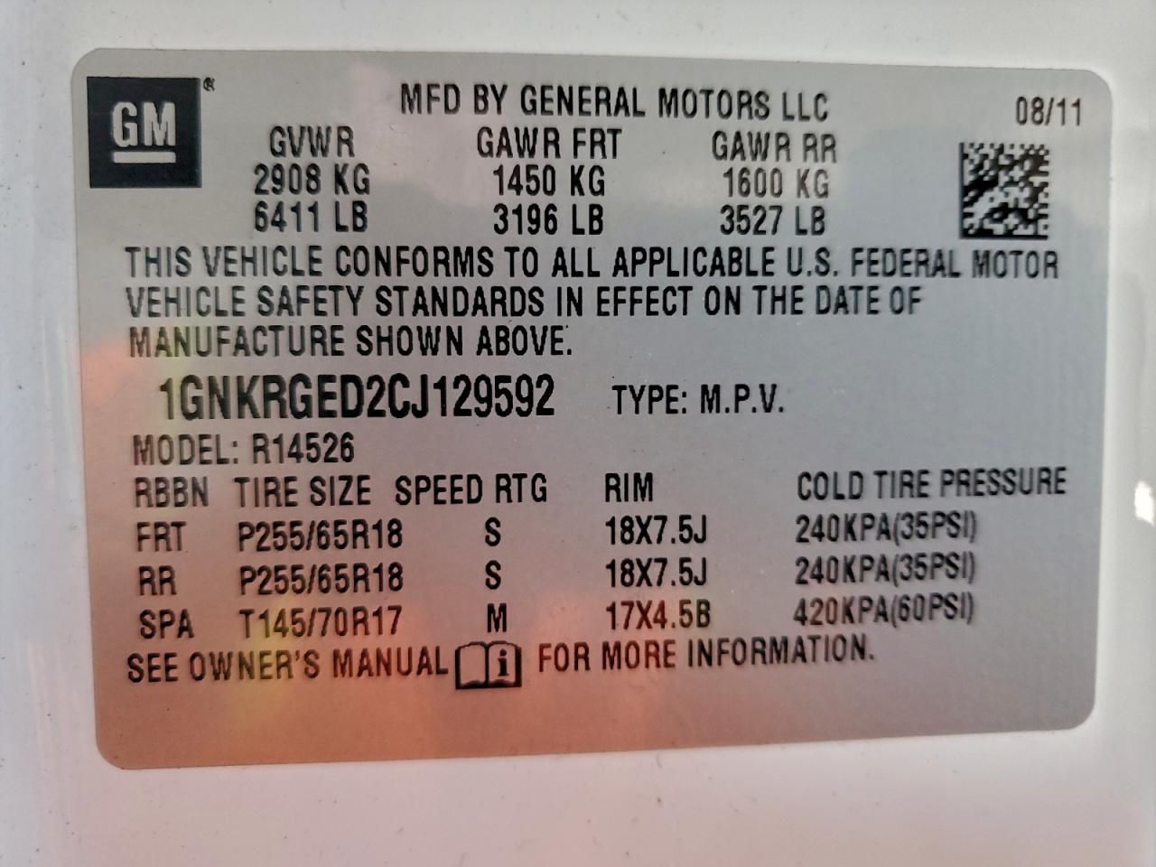 2012 Chevrolet Traverse lt