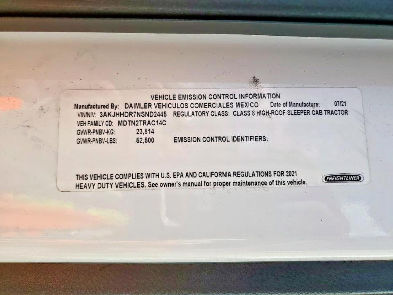 2022 Freigliner 2022 Freightliner Cascadia 126 Semi Truck