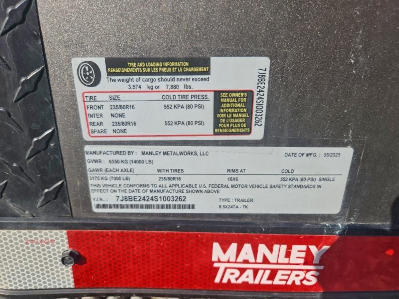 2025 Manley 8.5X24TA-7K Enclosed Cargo Trailer