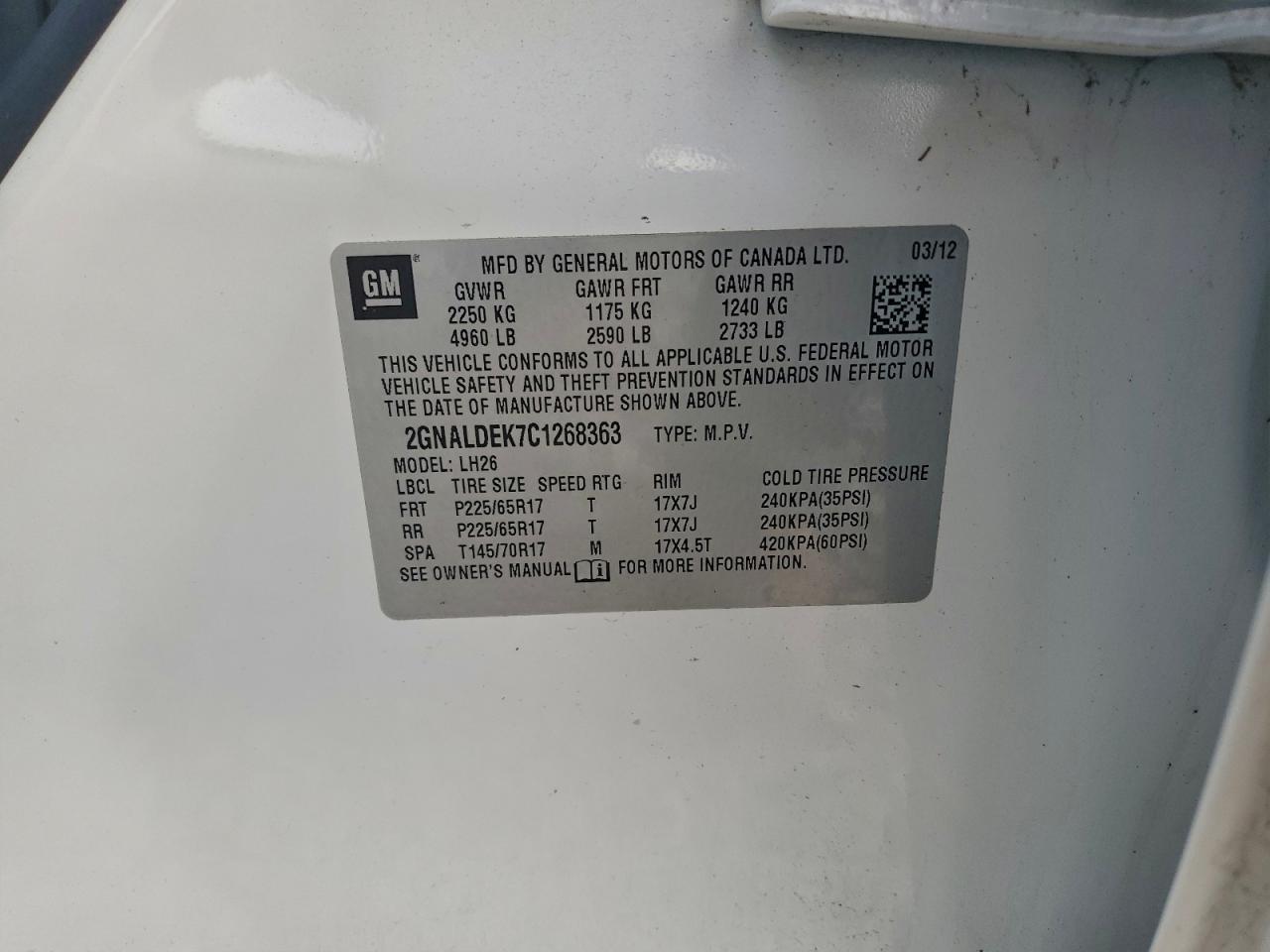2012 Chevrolet Equinox lt