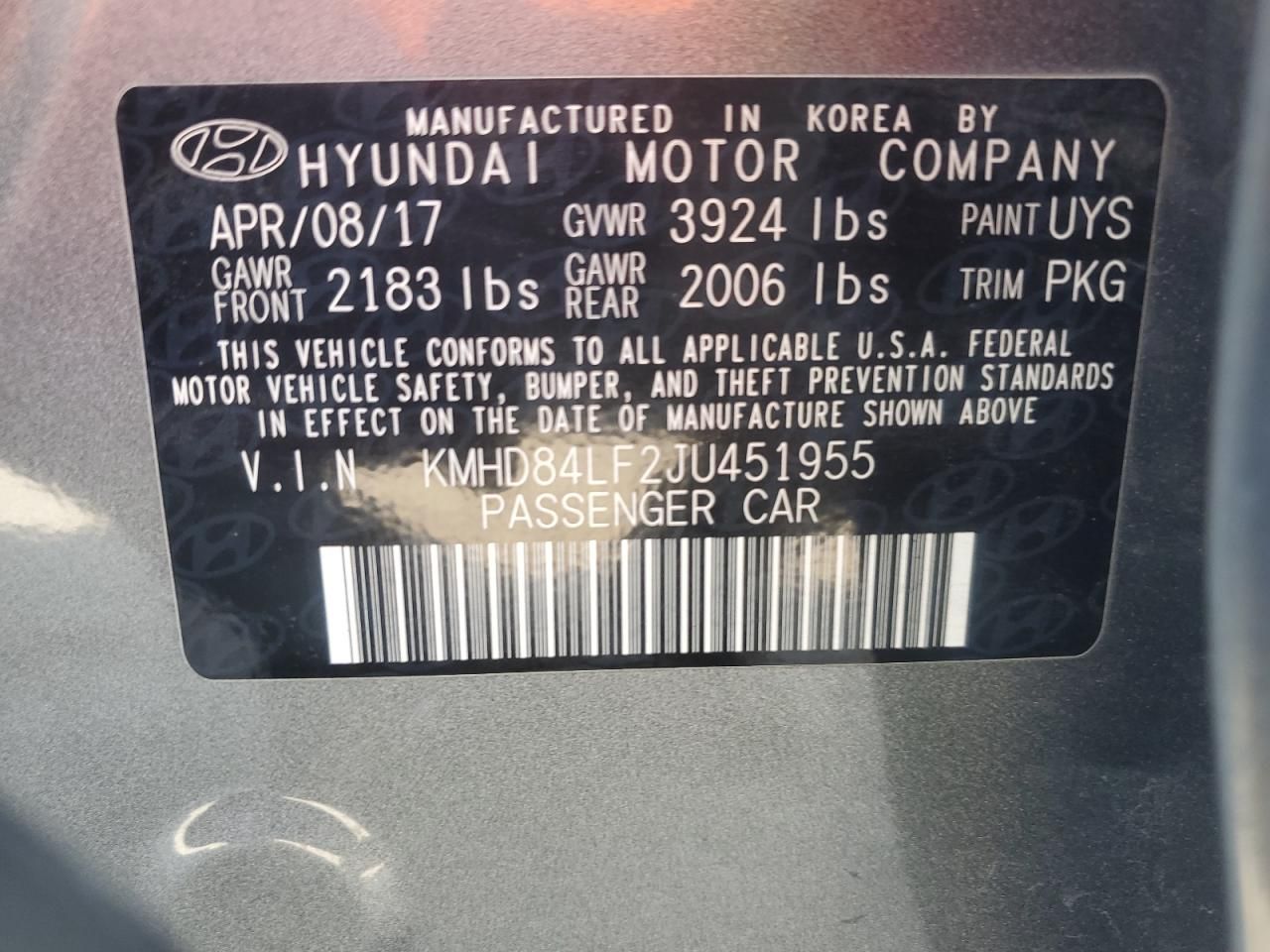 2018 Hyundai Elantra sel