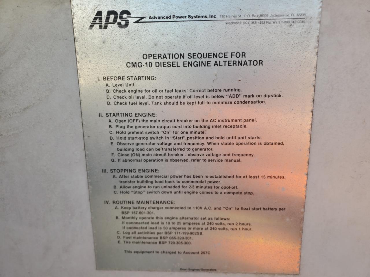 1985 Onan Generator