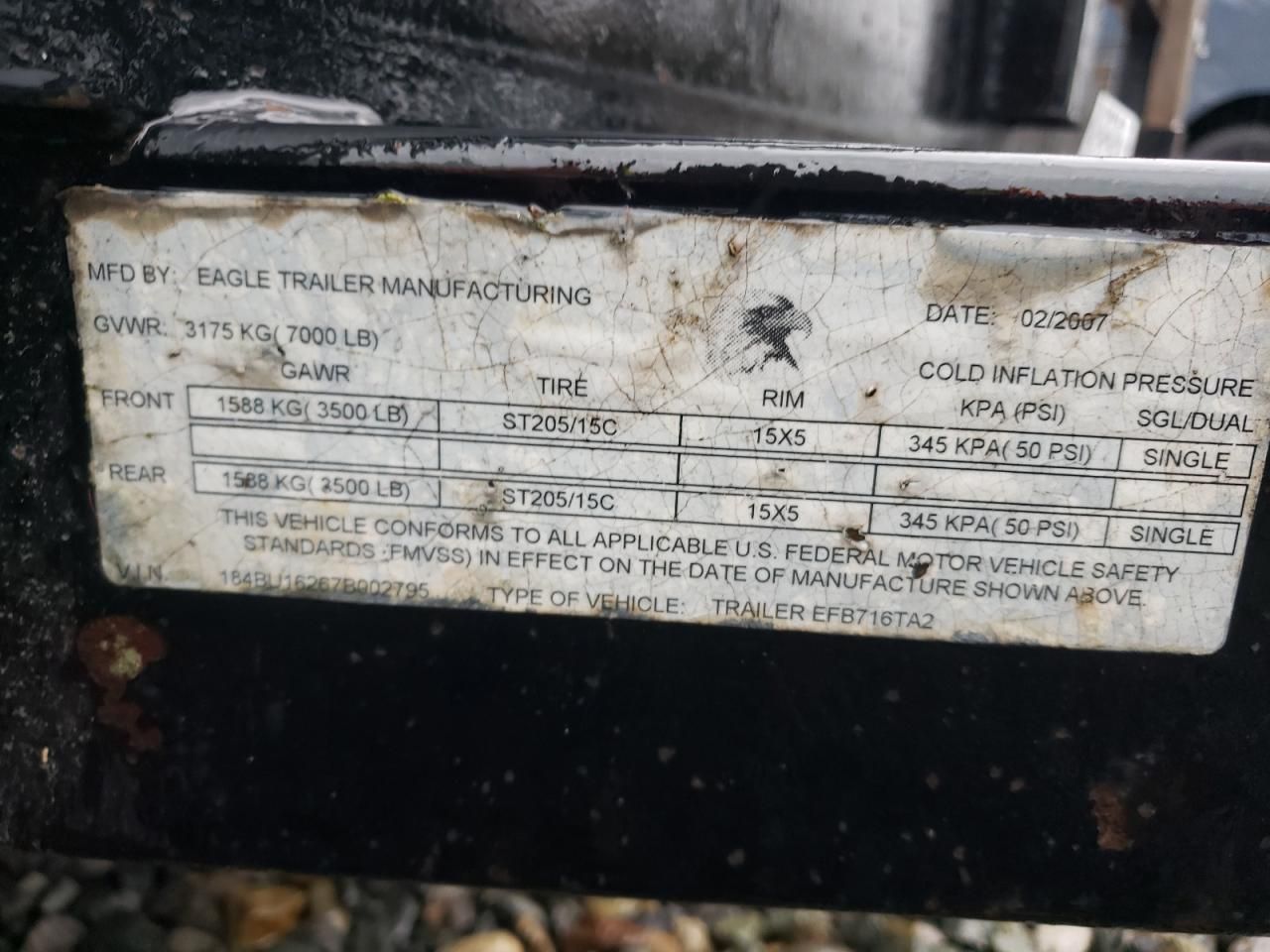 2007 Eagle E Efb716ta2 Utility Trailer