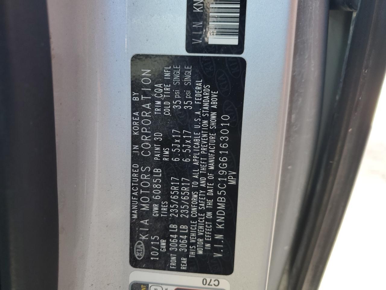 2016 KIA Sedona lx