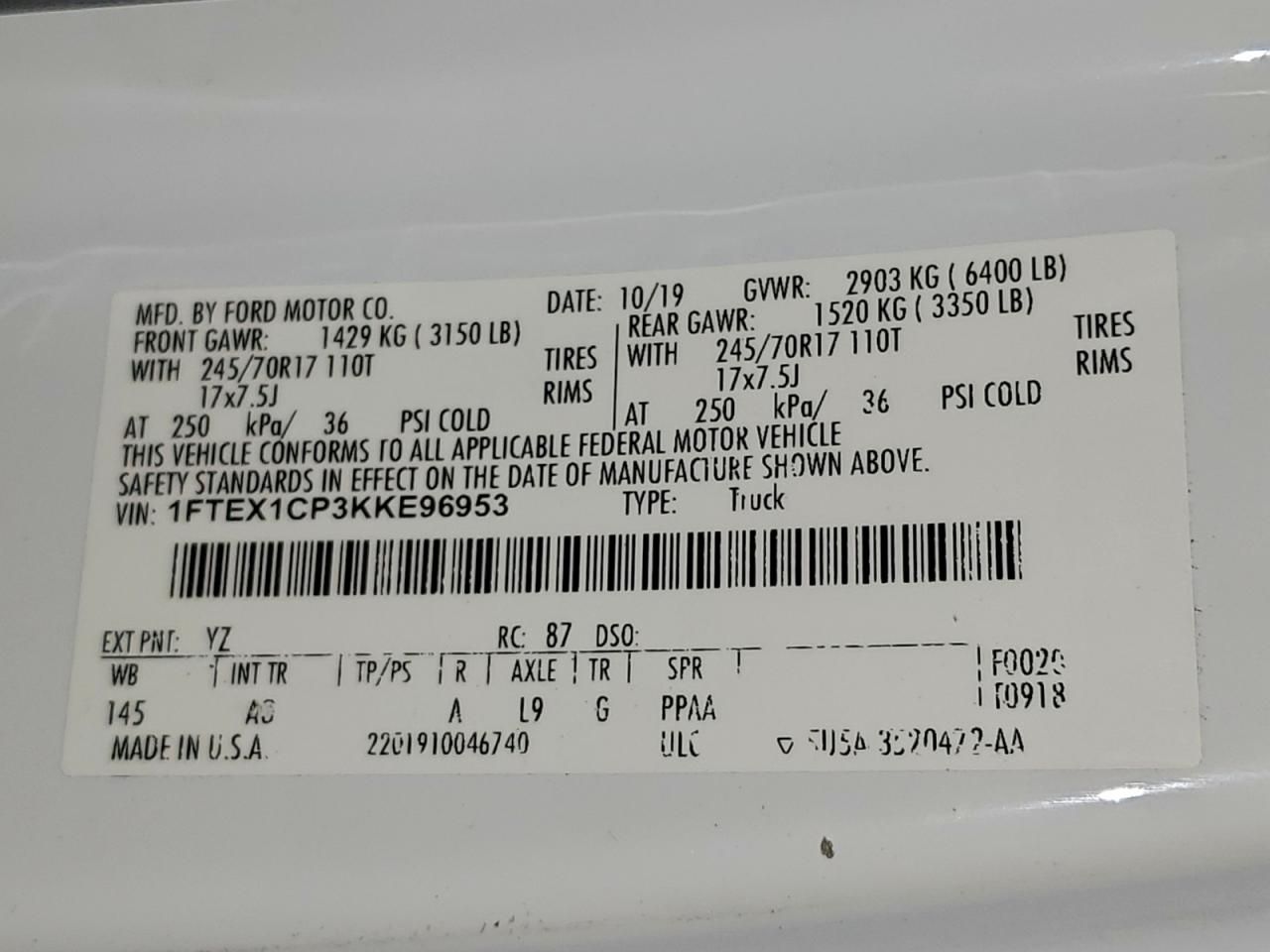 2019 Ford F150 Super cab