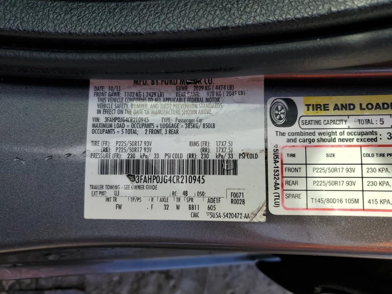 2012 Ford Fusion sel