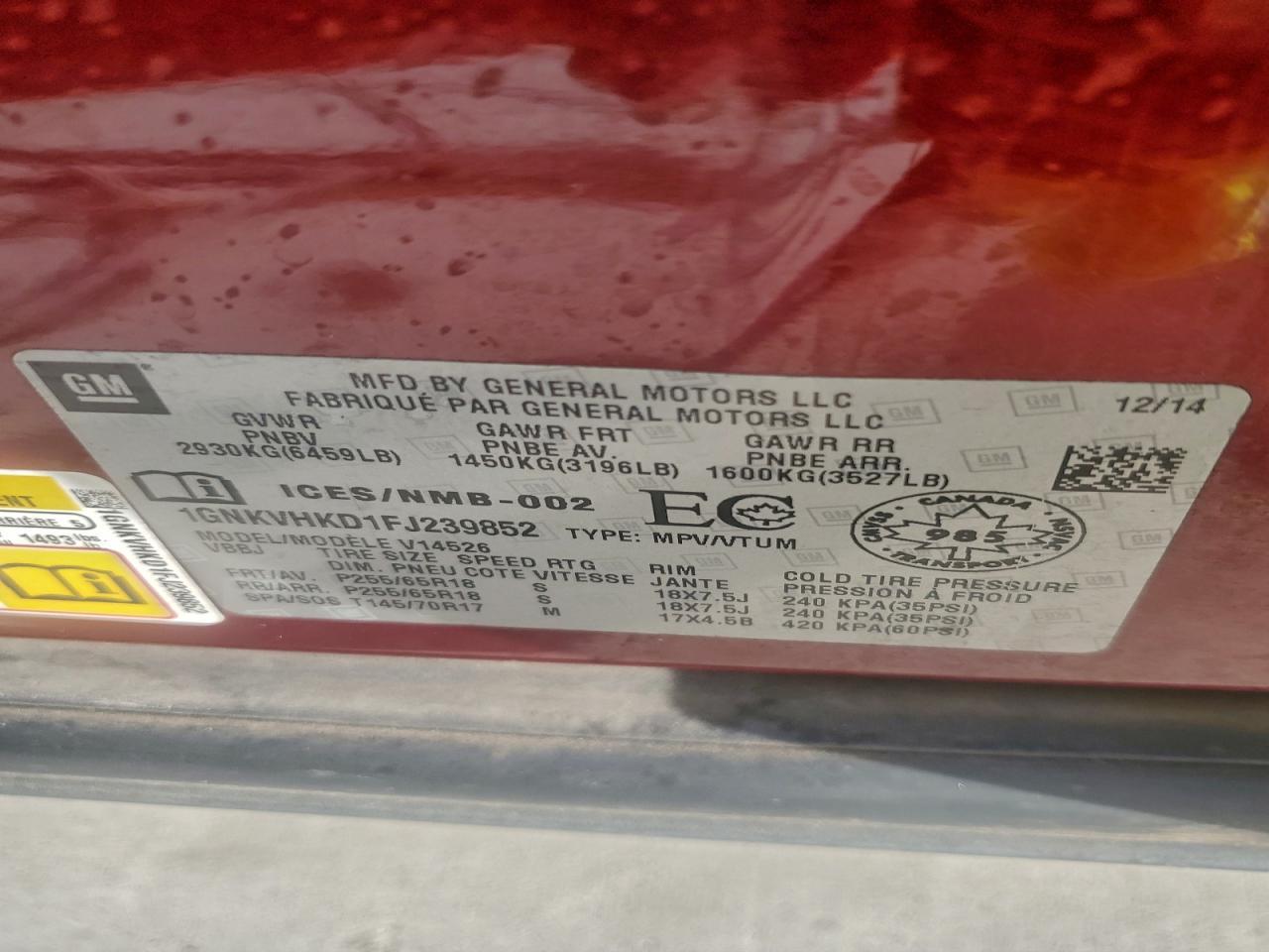 2015 Chevrolet Traverse lt