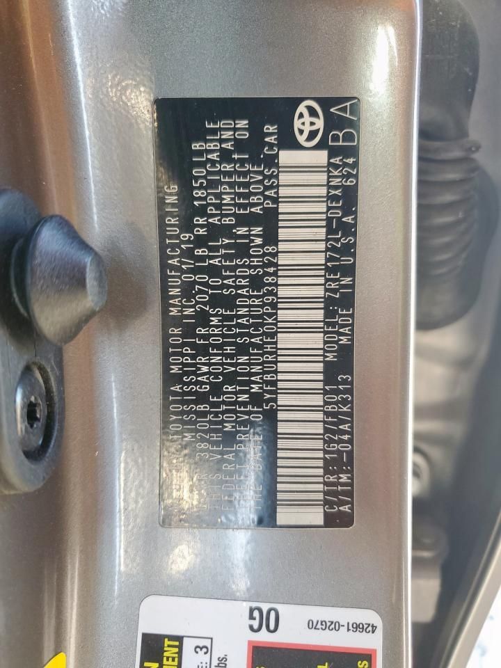 2019 Toyota Corolla l