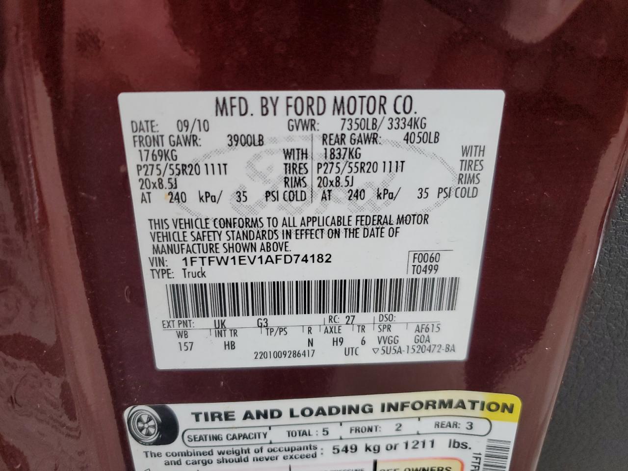 2010 Ford F150 Supercrew