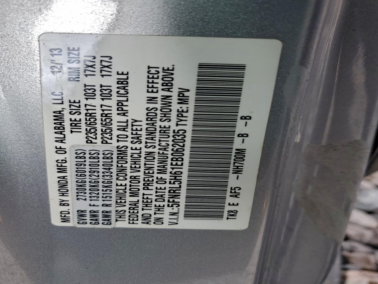 2014 Honda Odyssey exl
