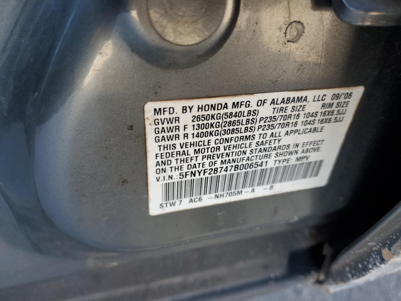 2007 Honda Pilot exl