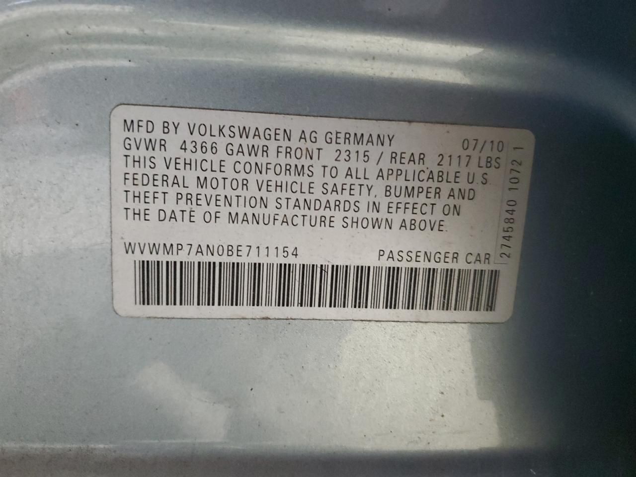 2011 Volkswagen Cc Sport