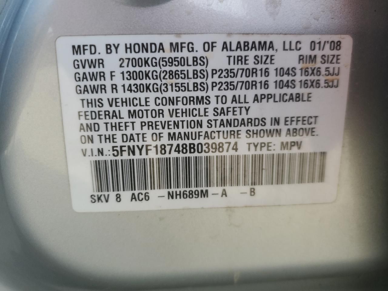 2008 Honda Pilot exl
