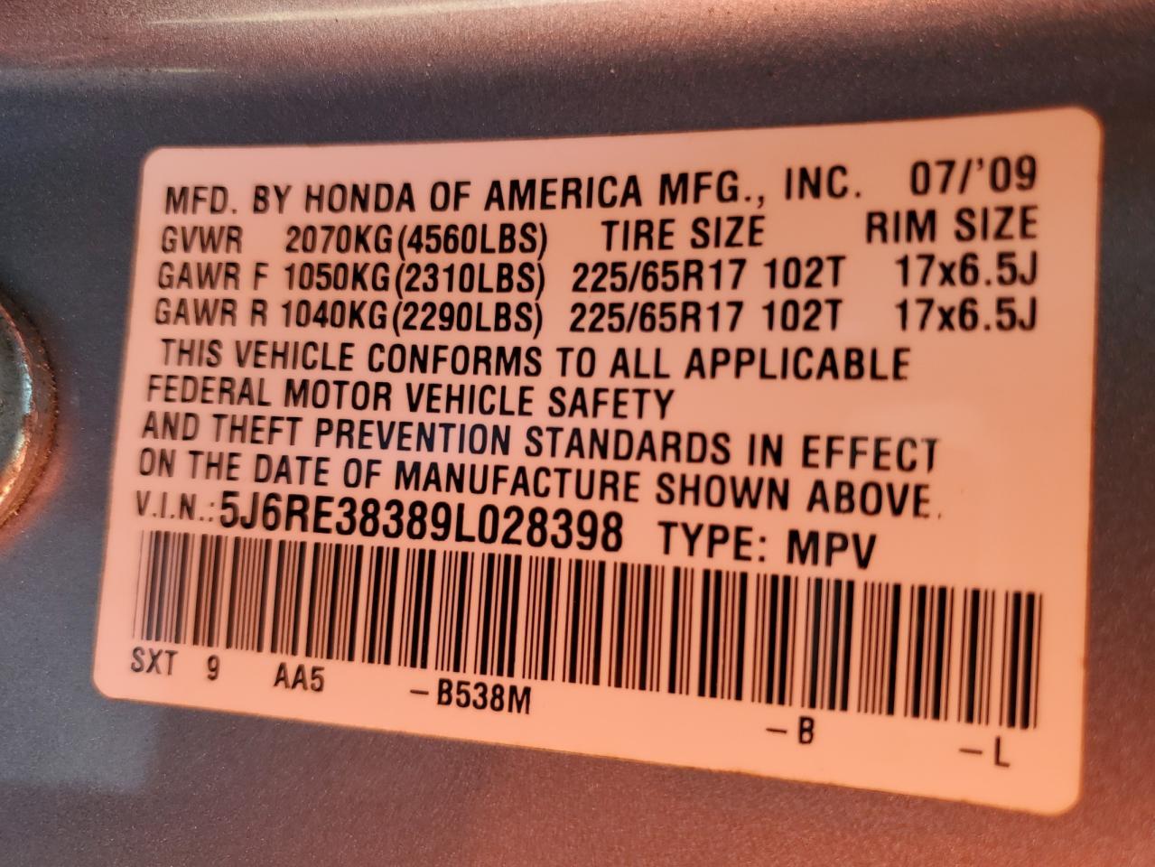 2009 Honda Cr-v lx