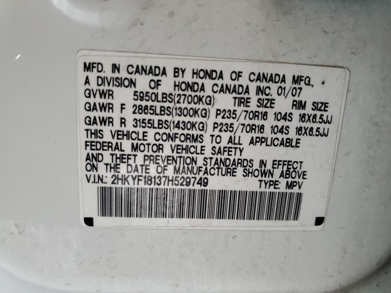 2007 Honda Pilot lx