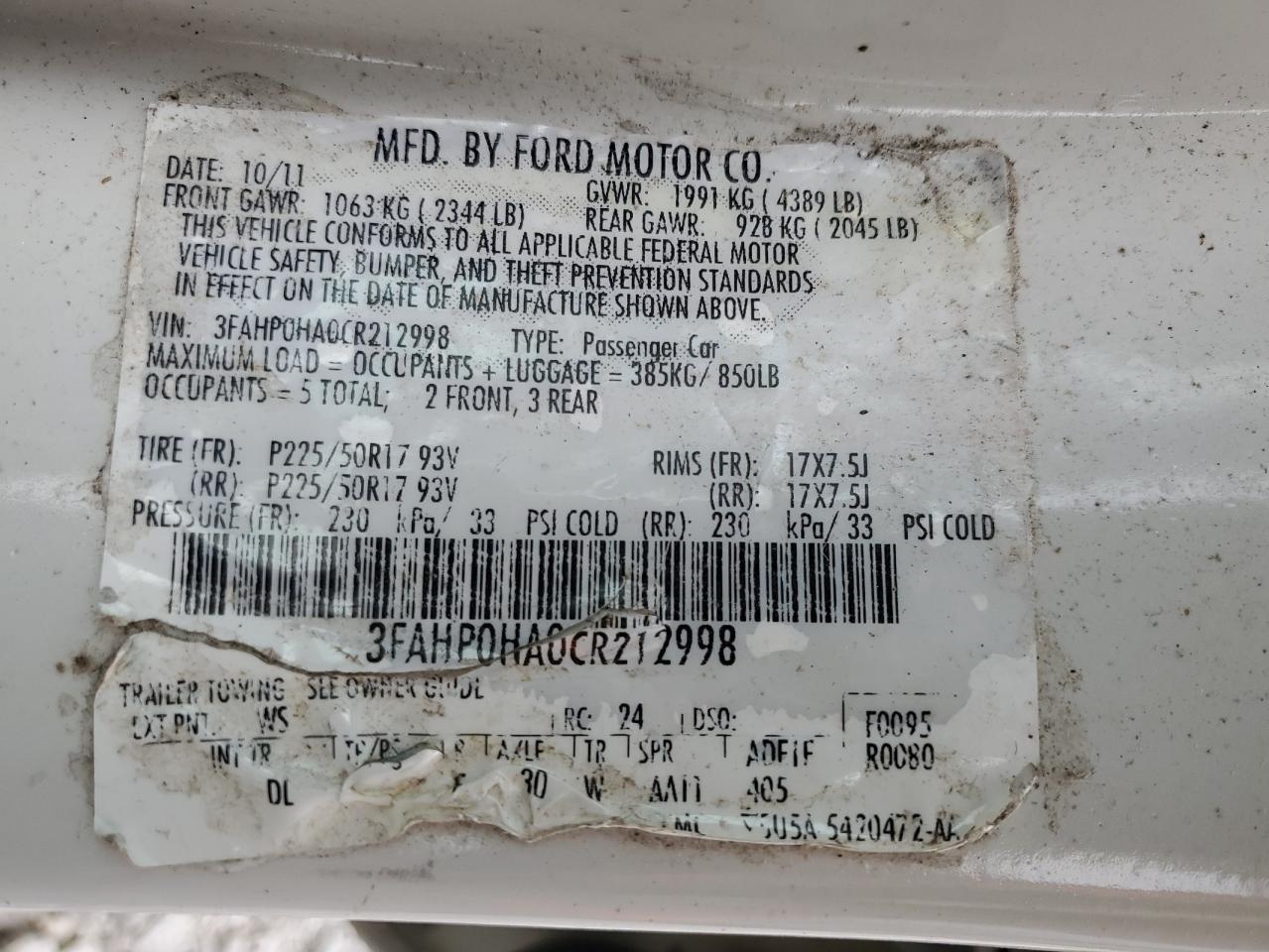 2012 Ford Fusion se