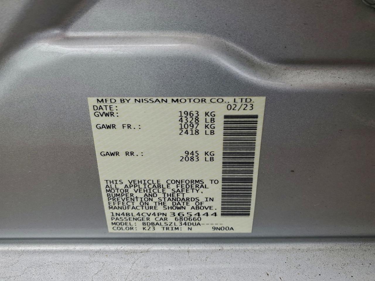 2023 Niss Altima 2.0 sr