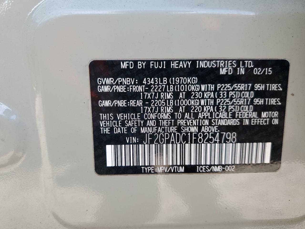 2015 Subaru Xv Crosstrek 2.0 Premium
