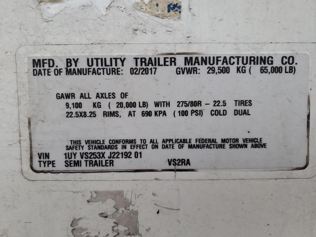 2018 Utility VS2RA Refrigerated Van Trailer
