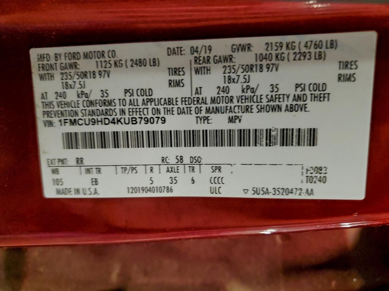 2019 Ford Escape sel