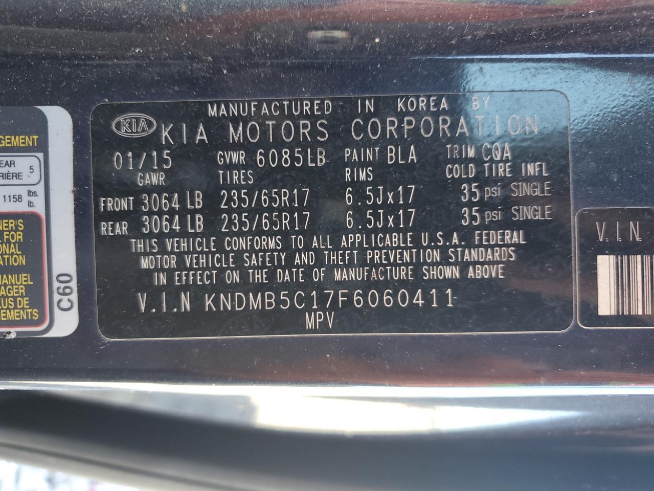 2015 KIA Sedona lx
