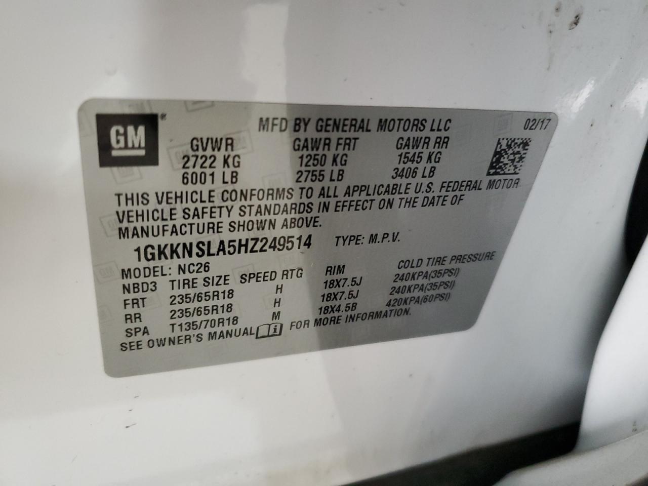 2017 GMC Acadia sle