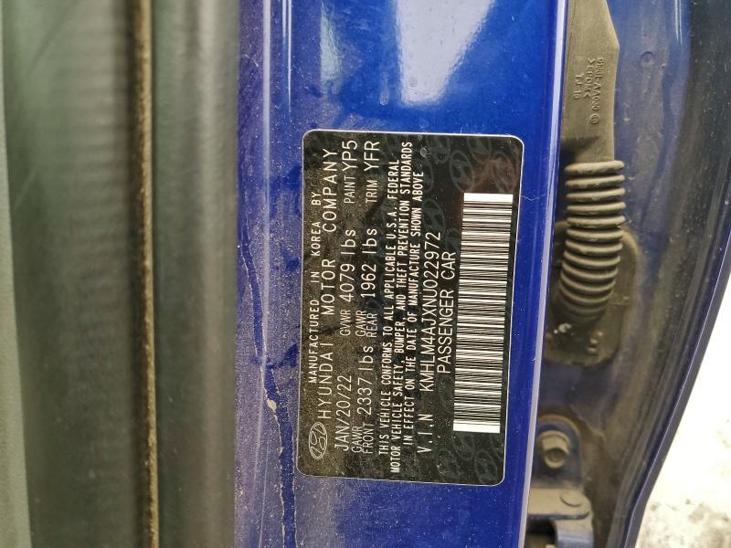 2022 Hyundai Elantra Hybrid Blue