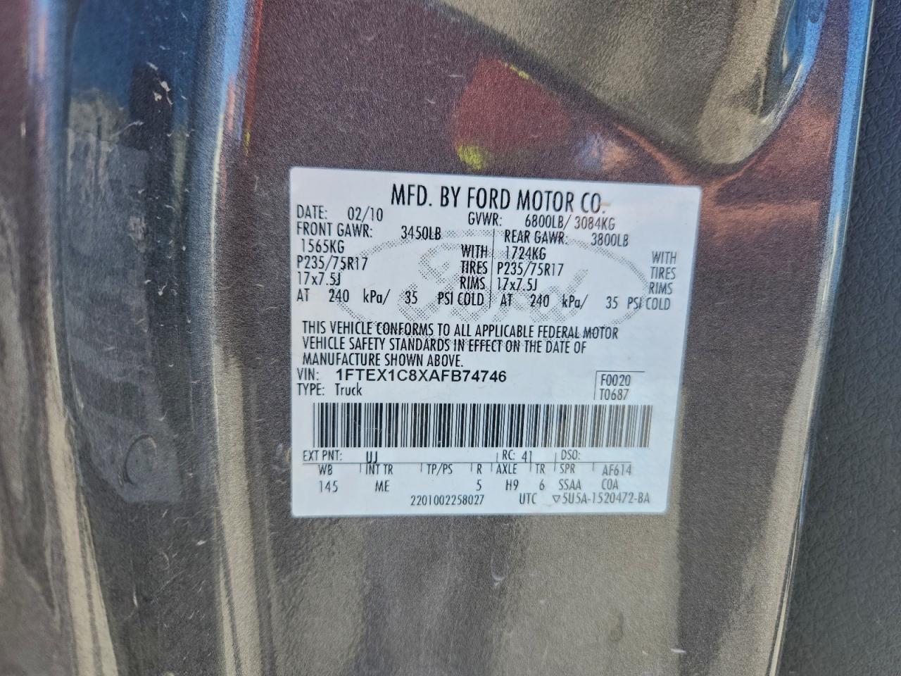 2010 Ford F150 Super cab
