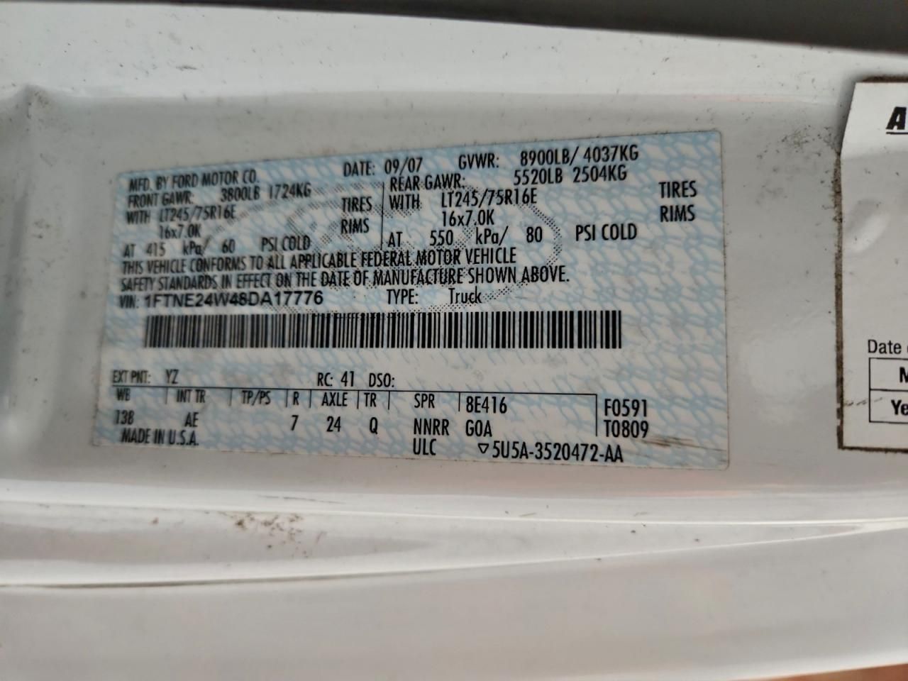 2008 Ford E250 Delivery Van