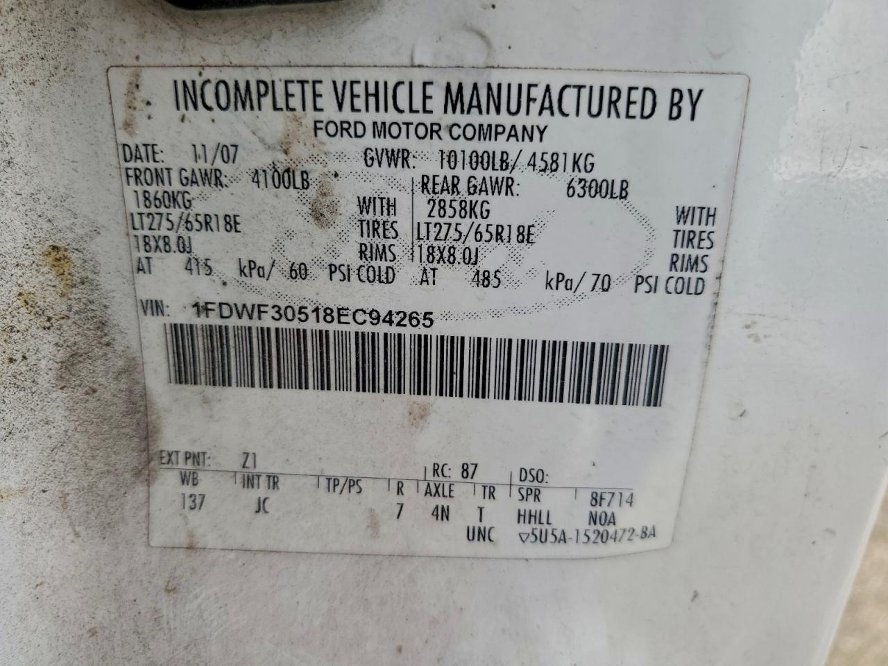 2008 Ford F350 4X2 SRW Splice Truck