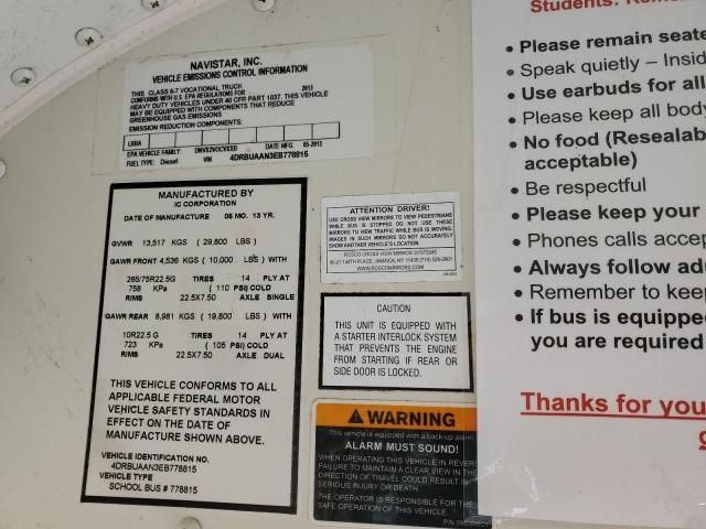 2014 Ic Corporation Ce Series School-school bus