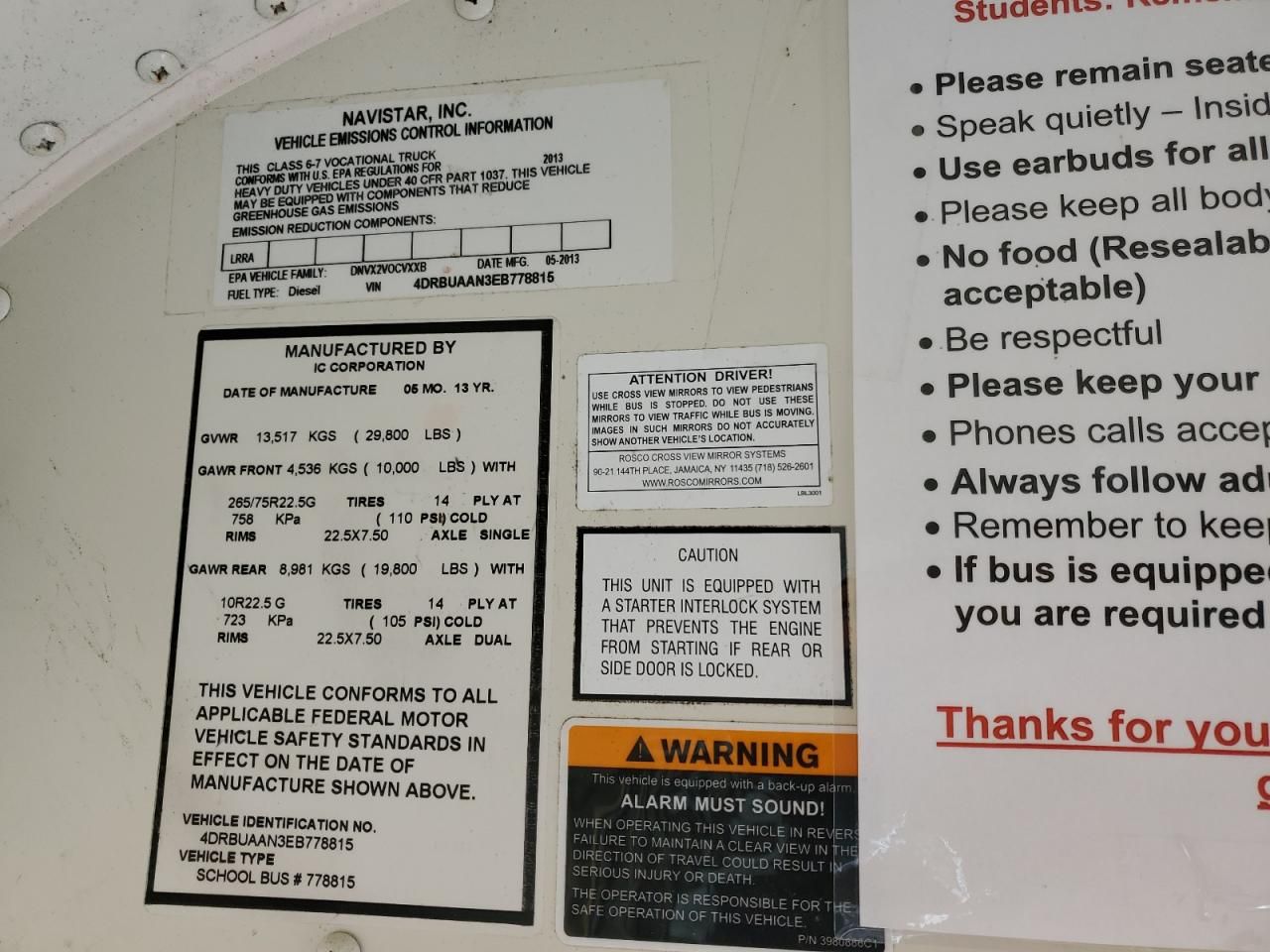 2014 Ic Corporation CE Series School-School Bus