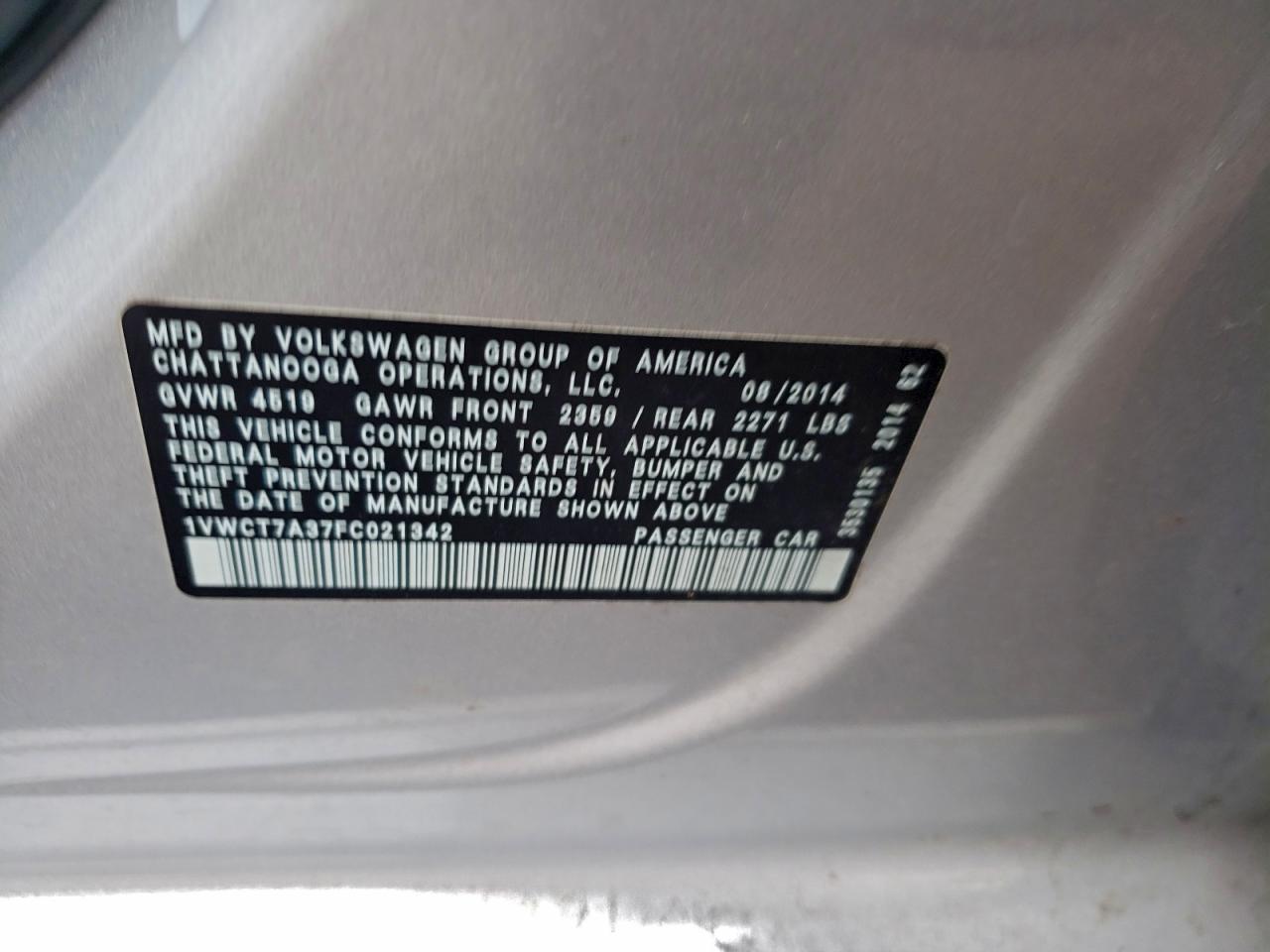 2015 Volkswagen Passat sel
