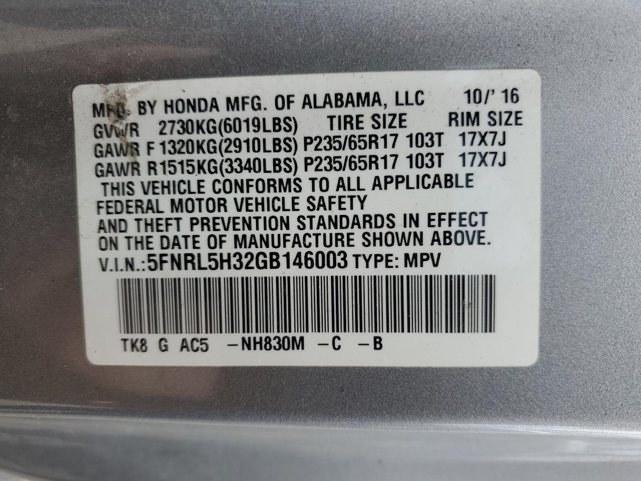 2016 Honda Odyssey se