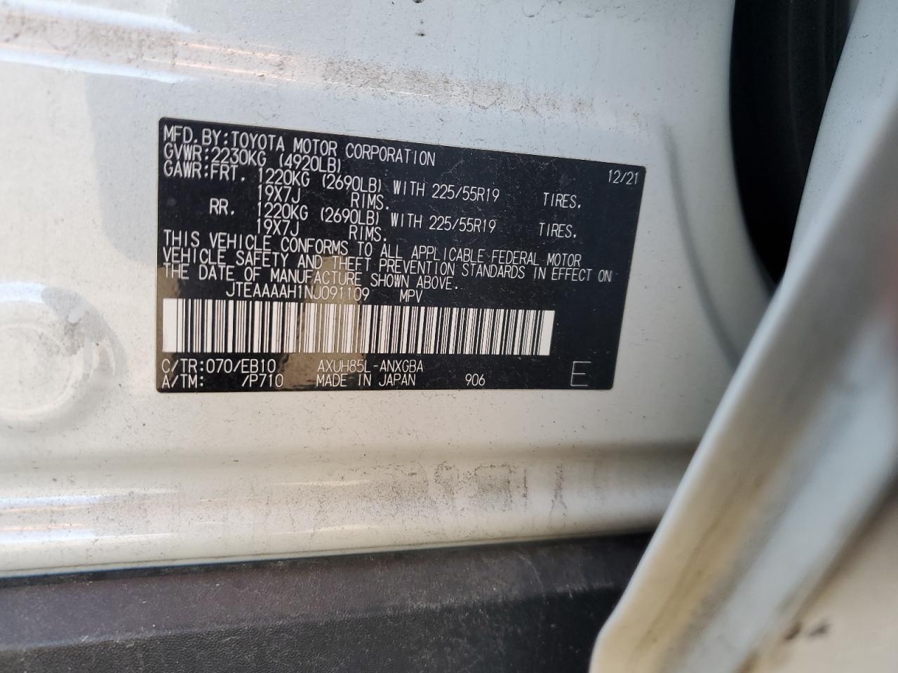 2022 Toyota Venza le