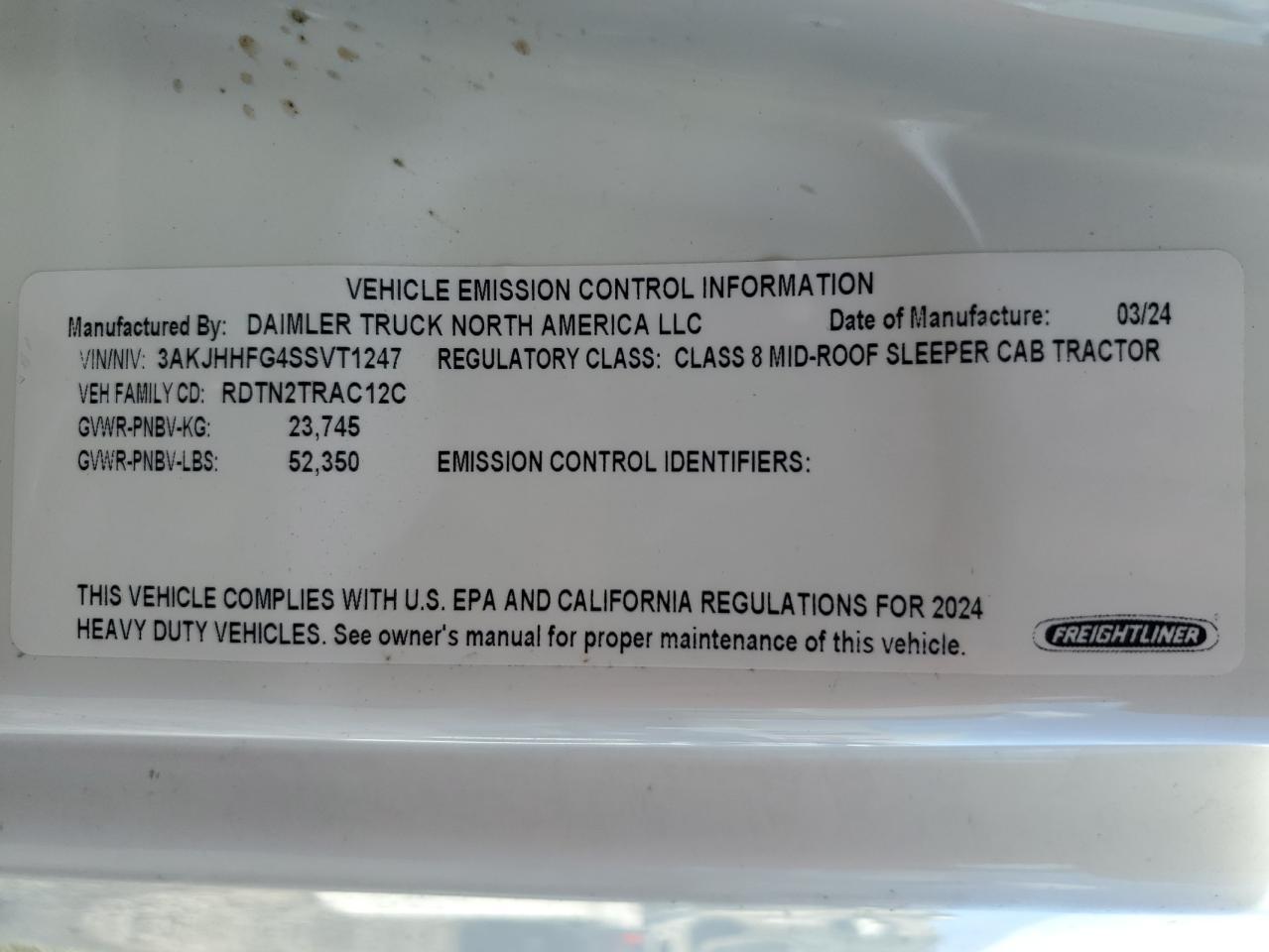2025 Freigliner 2025 Freightliner Cascadia 126 Semi Truck