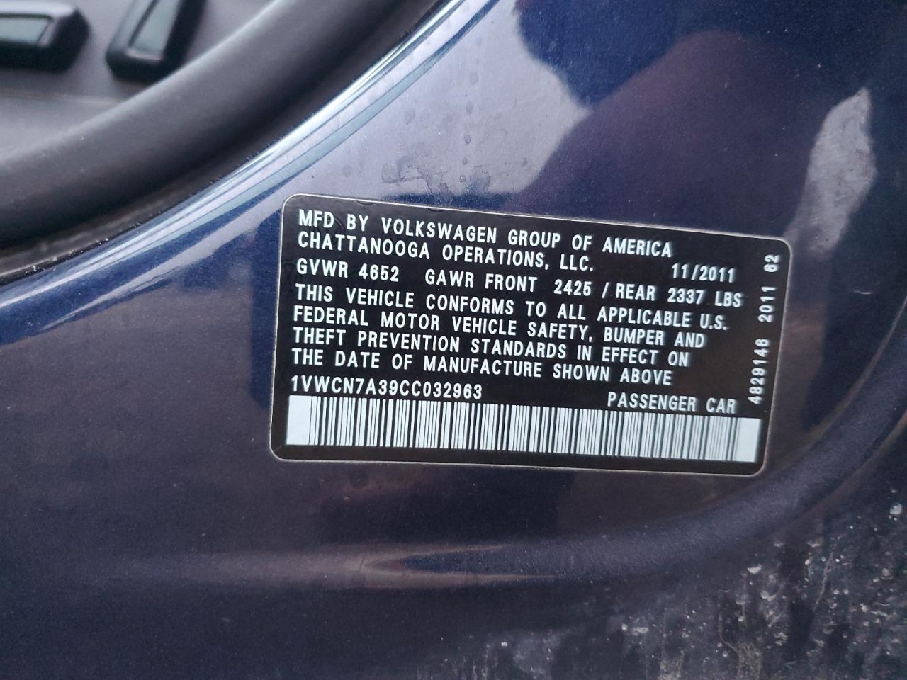 2012 Volkswagen Passat sel